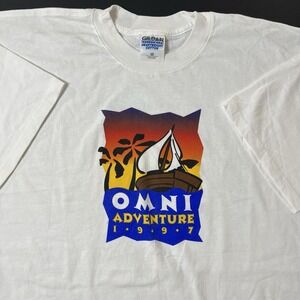 Vintage Omni Adventure Tour 1997 Graphic Tshirt White Size 2XL Outdoor Cruise‎